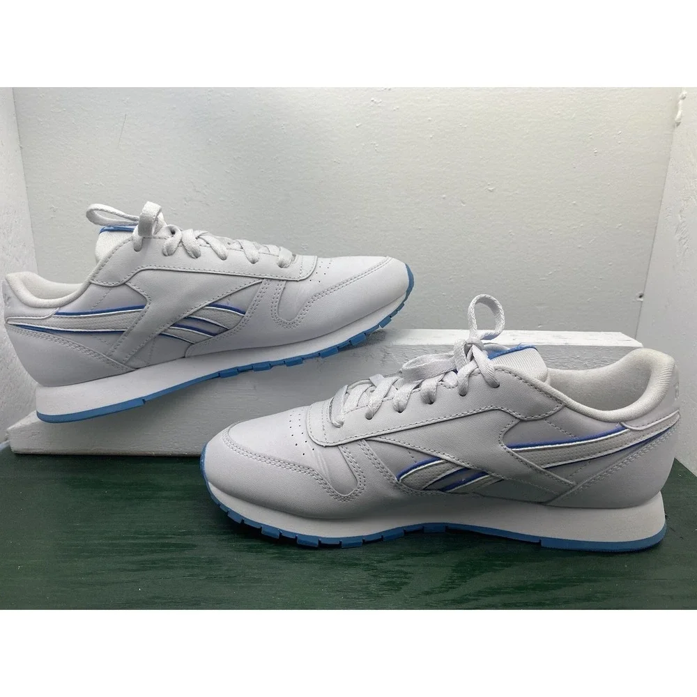 Reebok Classic Leather White Blue Mens Sneakers 49799 Size 9